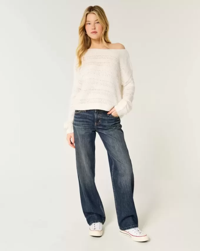 Low-Rise Dark Wash Loose Jeans