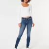 Low-Rise Dark Wash Super Skinny Jeans