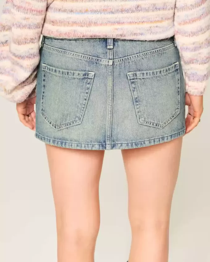 Low-Rise Denim Mini Skirt