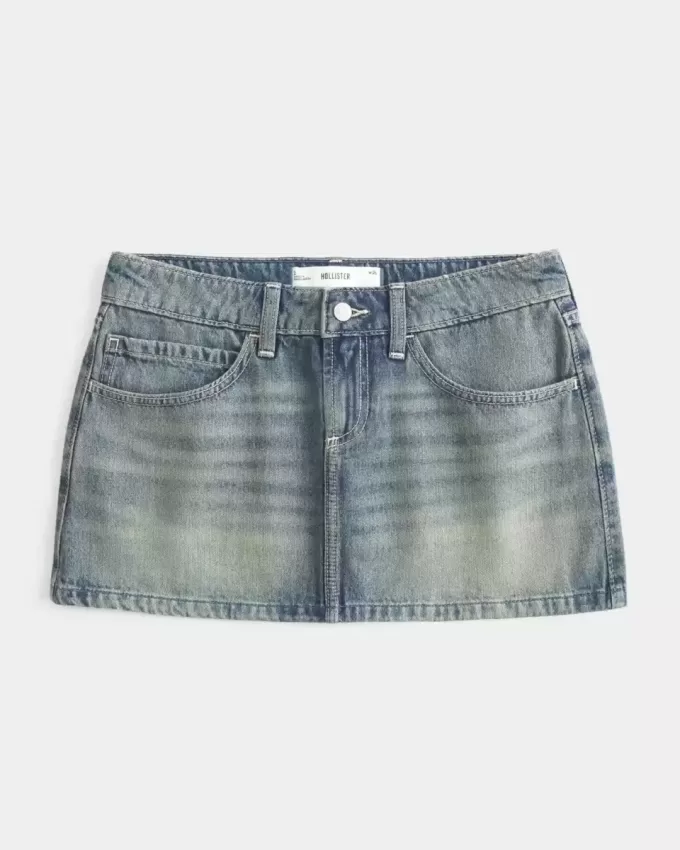 Low-Rise Denim Mini Skirt