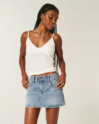 Low-Rise Denim Mini Skort