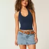 Low-Rise Denim Mini Skort
