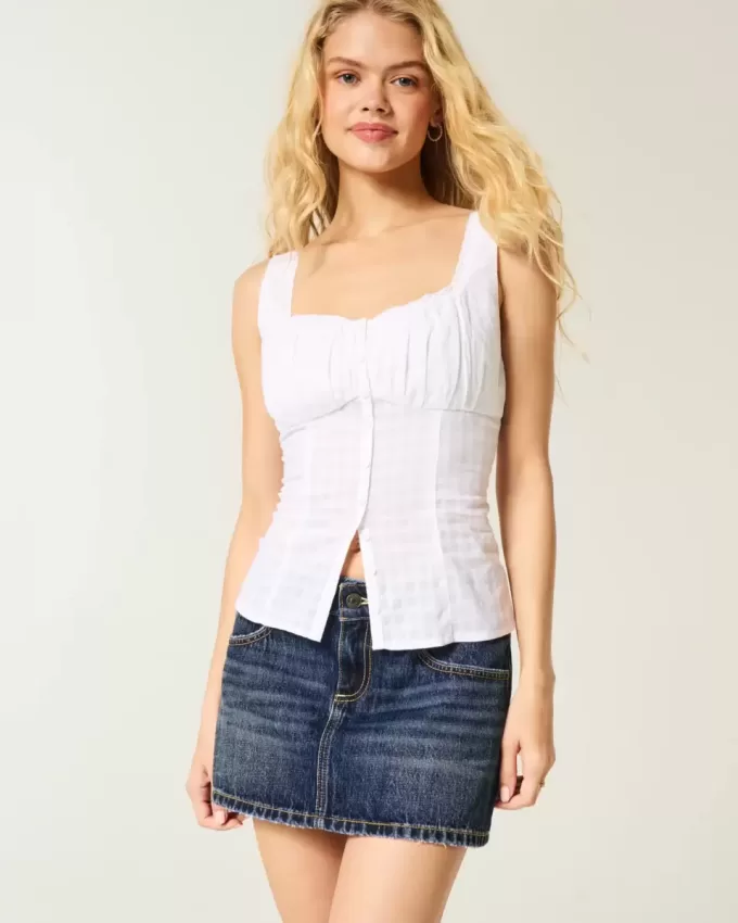 Low-Rise Denim Mini Skort