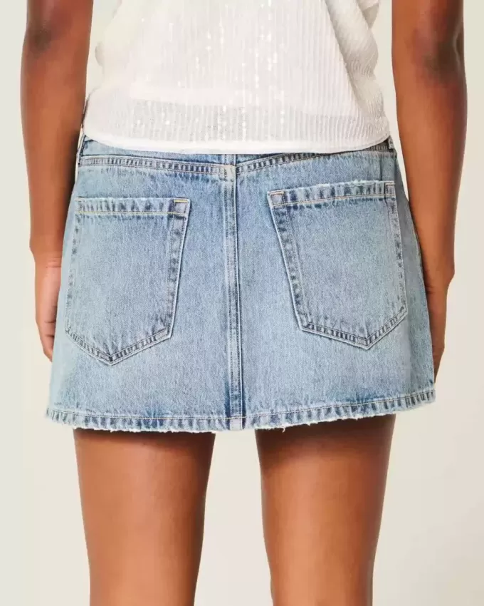 Low-Rise Denim Mini Skort