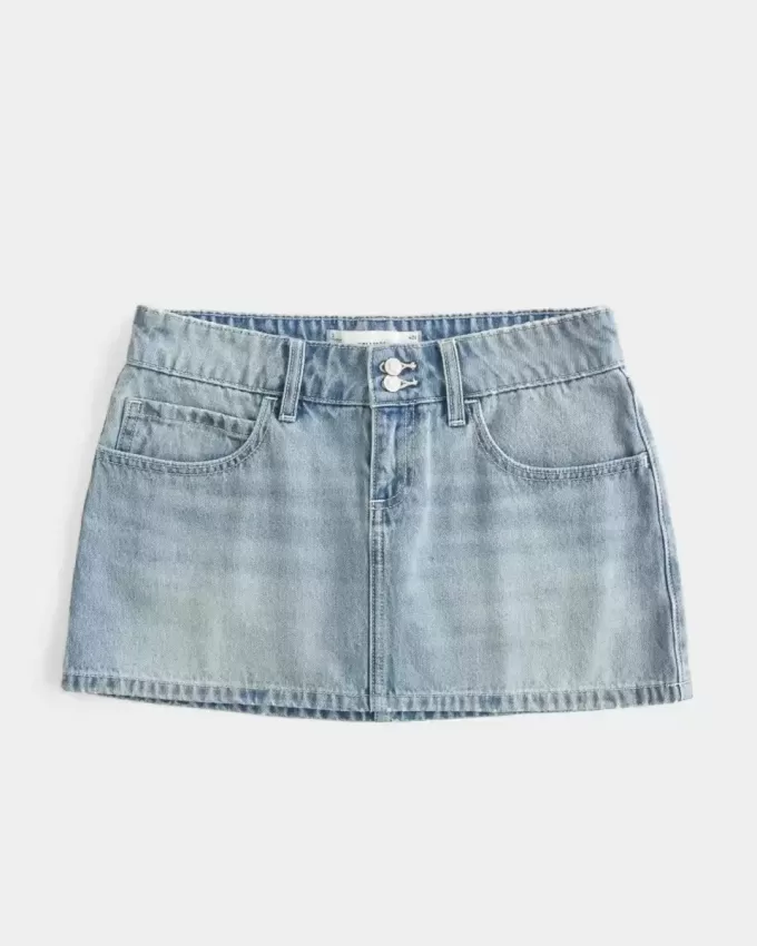 Low-Rise Denim Mini Skort