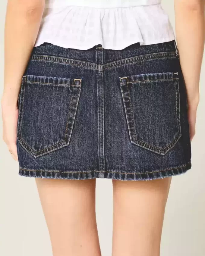 Low-Rise Denim Mini Skort