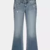 Low-Rise Distressed Medium Wash Bootcut Jeans