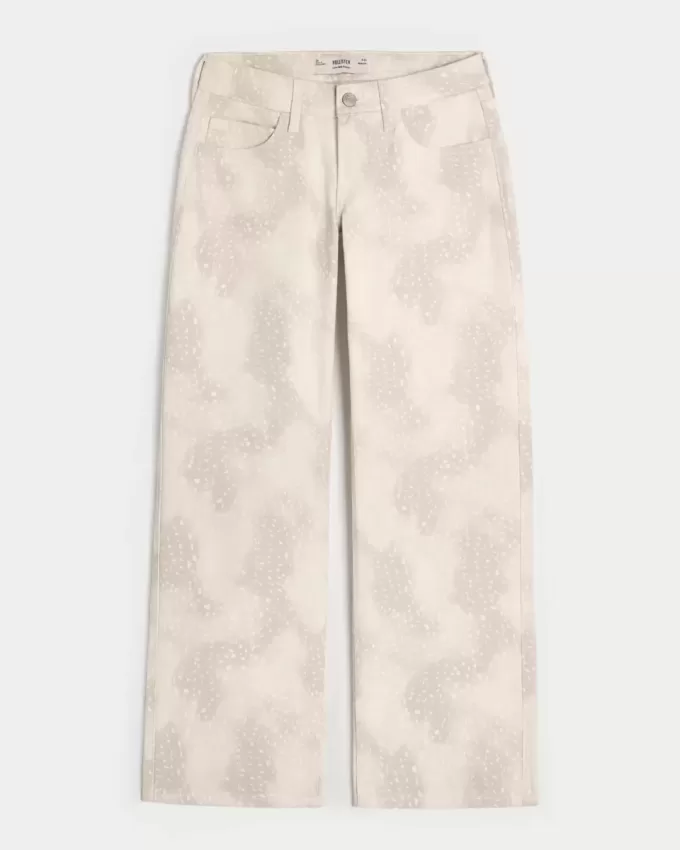 Low-Rise Doe Print Baggy Jeans