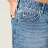 Low-Rise Embroidered Bow Denim Mini Skort