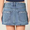 Low-Rise Embroidered Bow Denim Mini Skort