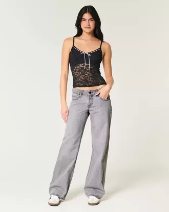 Low-Rise Grey Baggy Jeans