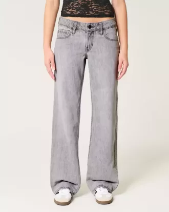 Low-Rise Grey Baggy Jeans