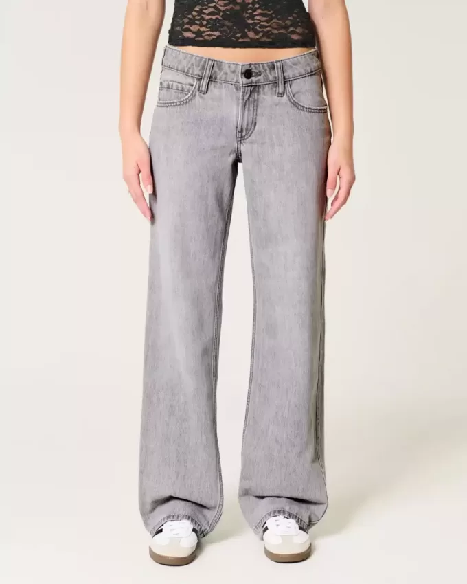 Low-Rise Grey Baggy Jeans