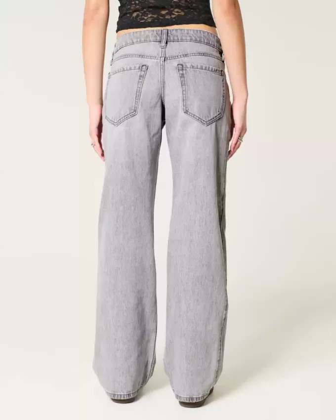 Low-Rise Grey Baggy Jeans