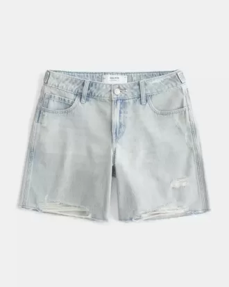 Low-Rise Light Wash Adjustable Waistband Baggy Jort