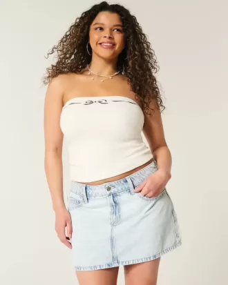 Low-Rise Light Wash Denim Mini Skort
