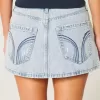 Low-Rise Light Wash Denim Mini Skort
