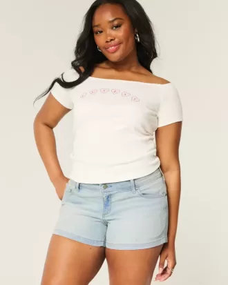 Low-Rise Light Wash Denim Shortie Shorts