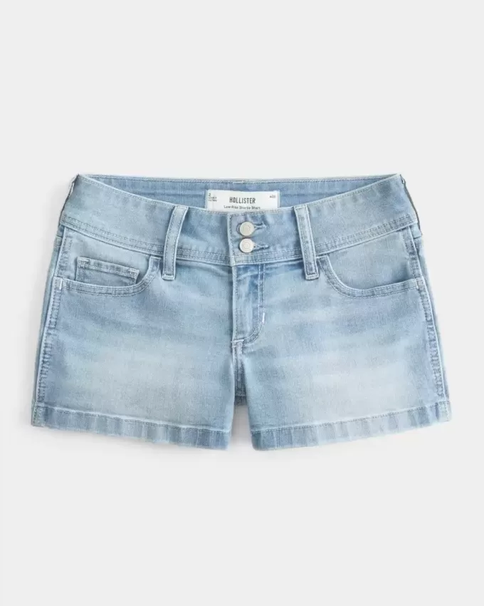 Low-Rise Light Wash Denim Shortie Shorts