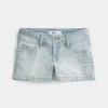 Low-Rise Light Wash Denim Shortie Shorts