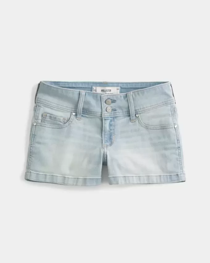 Low-Rise Light Wash Denim Shortie Shorts