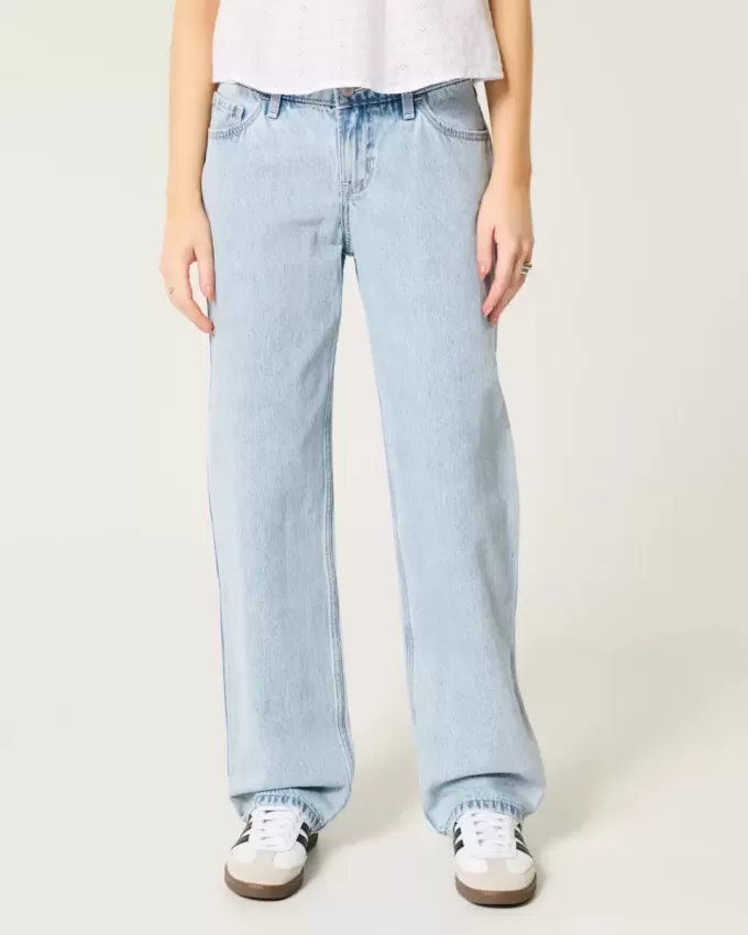 Low-Rise Light Wash Loose Jeans
