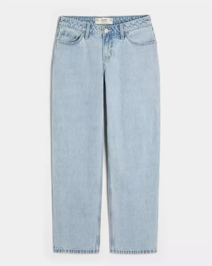 Low-Rise Light Wash Loose Jeans