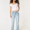 Low-Rise Light Wash Relaxed Straight Jeans
