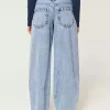 Low-Rise Light Wash Tapered Baggy Jeans