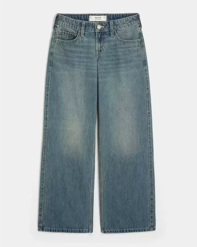 Low-Rise Medium Wash Baggy Jeans
