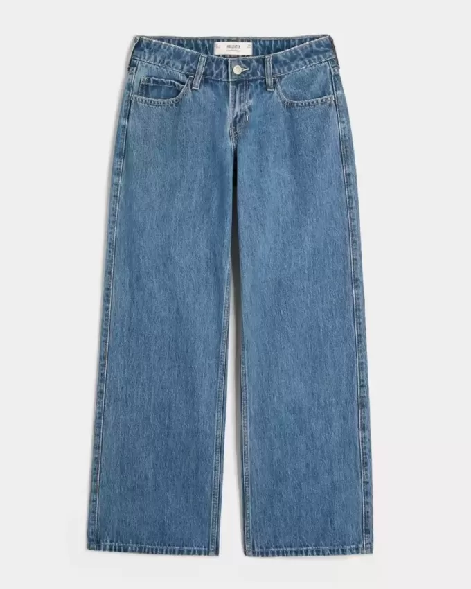 Low-Rise Medium Wash Baggy Jeans