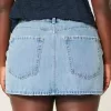 Low-Rise Medium Wash Denim Mini Skort