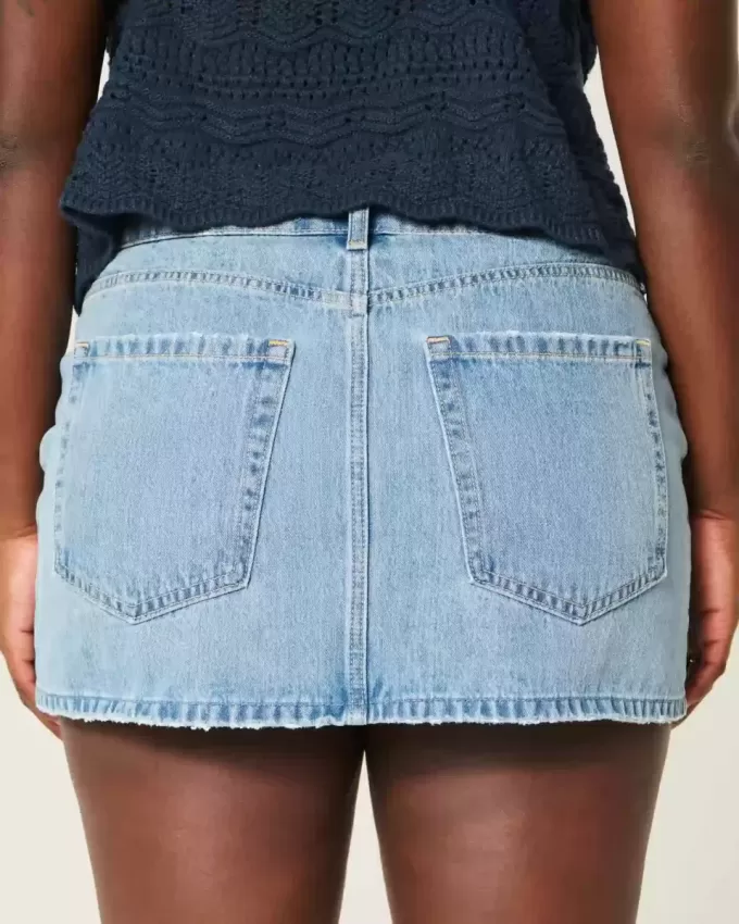 Low-Rise Medium Wash Denim Mini Skort