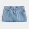 Low-Rise Medium Wash Denim Mini Skort