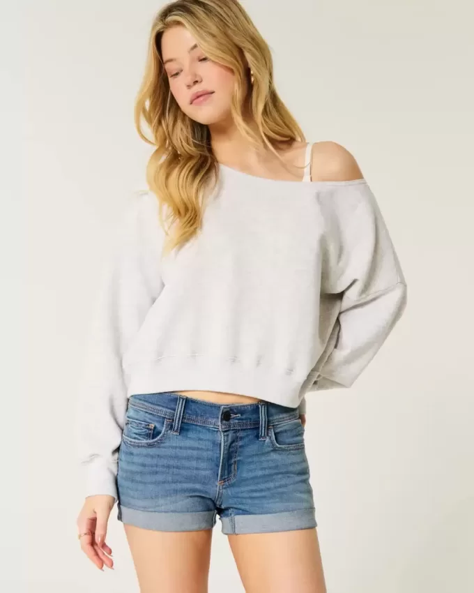 Low-Rise Medium Wash Denim Shortie Shorts