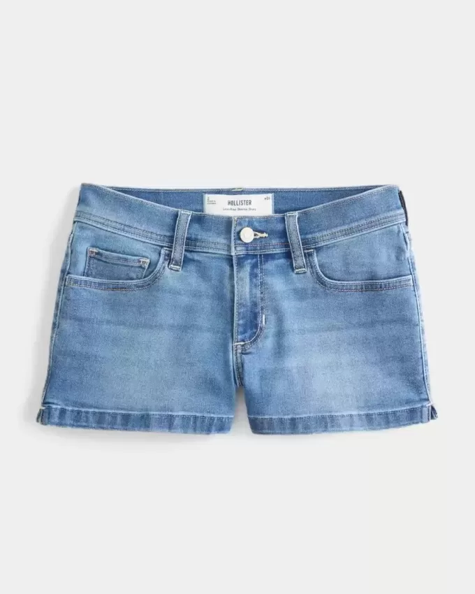 Low-Rise Medium Wash Denim Shortie Shorts