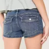 Low-Rise Medium Wash Denim Shortie Shorts