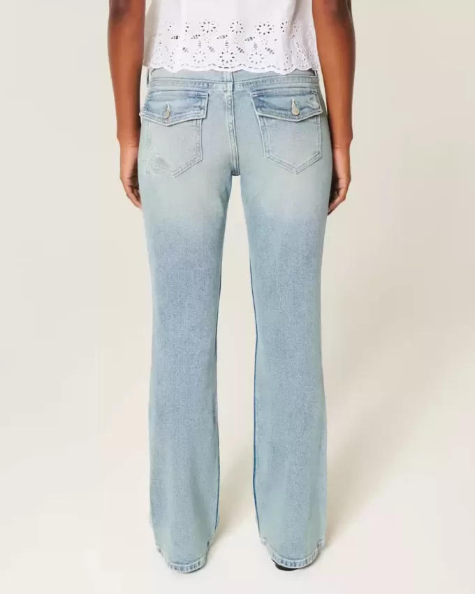 Low-Rise Medium Wash Embroidered Butterfly Bootcut Jeans