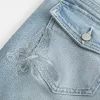 Low-Rise Medium Wash Embroidered Butterfly Bootcut Jeans