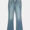 Low-Rise Medium Wash Embroidered Florals Bootcut Jeans