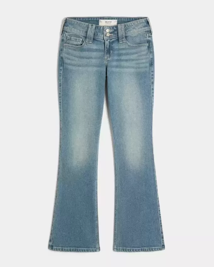 Low-Rise Medium Wash Embroidered Florals Bootcut Jeans