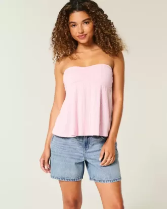 Low-Rise Medium Wash Foldover Waist Baggy Denim Shorts 5″