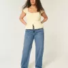 Low-Rise Medium Wash Loose Jeans