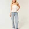 Low-Rise Medium Wash Loose Jeans