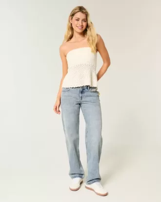 Low-Rise Medium Wash Loose Jeans