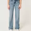 Low-Rise Medium Wash Loose Jeans