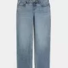 Low-Rise Medium Wash Loose Jeans