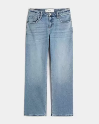 Low-Rise Medium Wash Relaxed Straight Jeans