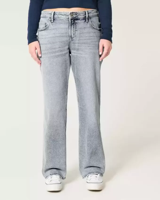 Low-Rise Medium Wash Relaxed Straight Jeans