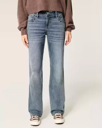 Low-Rise Medium Wash Relaxed Straight Jeans